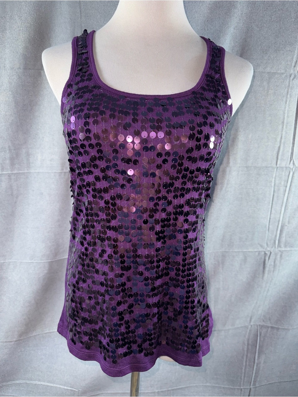 2876-Eyeshadow Purple Sequin Tank Top